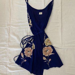 O'Neill Navy Blue Floral Shawnie Wrap Dress